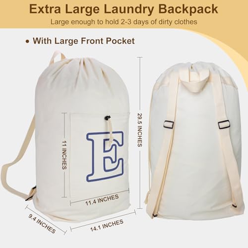 Laundry Bag Backpack Personalized Initial Canvas Laundry Bag, Letter E - color: Letter E, size: X-Large