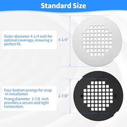 4-1/4" OD Snap-In Shower Drain Cover, Brushed Nickel Strainer Replacement - color: Light Silver