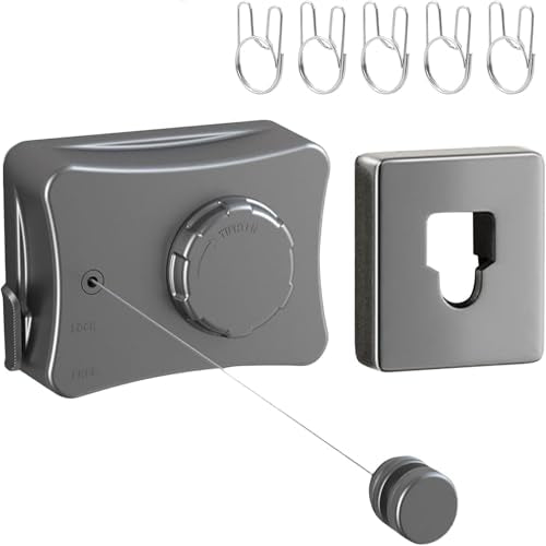 Retractable Clothesline-Heavy Duty Stainless Steel 16.7 Ft Adjustable Space Saving Drying Rope with Aluminum and ABS Wall Mount Case, Perfect for Compact Areas Indoor/Outdoor (Gray) - color: Gray
