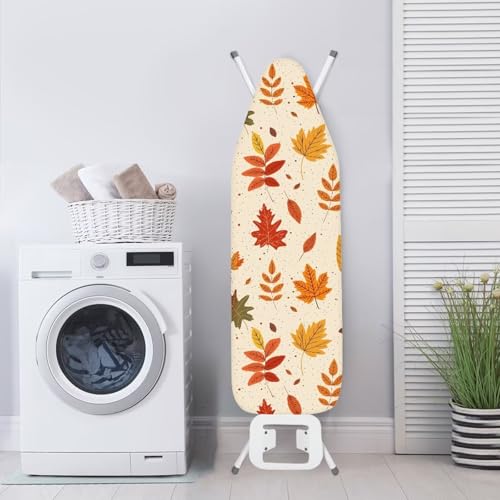 Marple Leaf Ironing Board Cover with Elastic Edge Stain Resistant Iron Board Cover Hook and Loop Fasteners 15x54 Inch Standard Size Pressing Cloth for Ironing - color: Marple Leaf