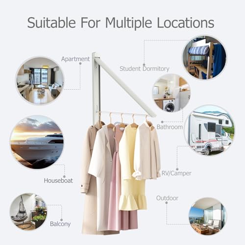 Wall Mounted Clothes Drying Rack 65lb, Foldable Aluminum,White-a - color: White-a