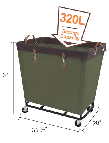 StorageWorks 320L Laundry Basket with Wheels, Rolling Hampers for Clothing - color: Green, size: 320L