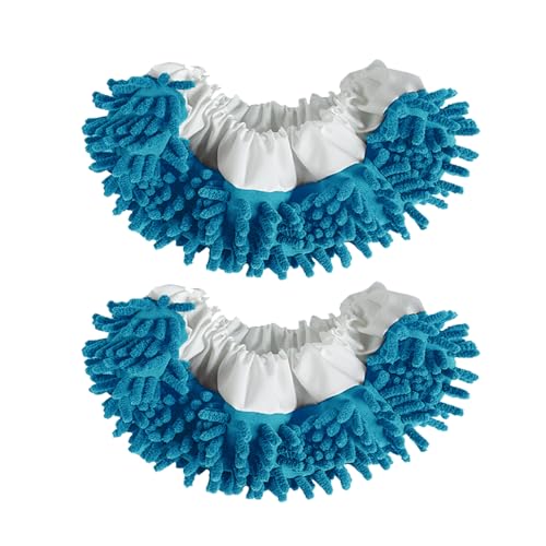 Mop Slippers Socks Floor Cleaning,Microfiber Shoe Covers dust Washable Reusable for Woman Man House Kitchen 2 Pcs (Blue)