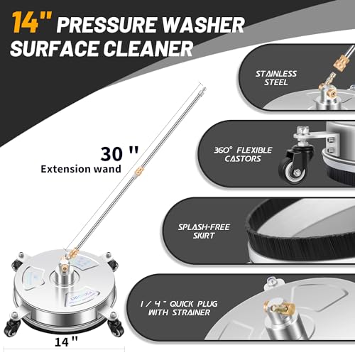 LidoDola 14'' Pressure Washer Surface Cleaner, Power Washer Accessory - size: 14 INCH SILVER