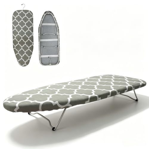 Tabletop Ironing Board with Heat Resistant Cover and Pad,30x12Inch - color: Gray