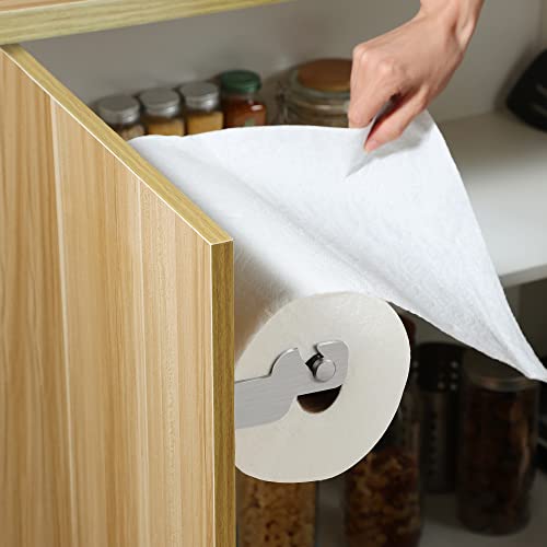 ZUNO Paper Towel Holder Cabinet Door or Under Cabinet, Self Adhesive - color: Brushed Silver/Cabinet Door
