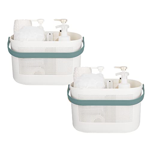 Plastic Portable Shower Caddy Basket, Storage Organizer, Green, 2 Pack - color: Green, size: 2 Pack