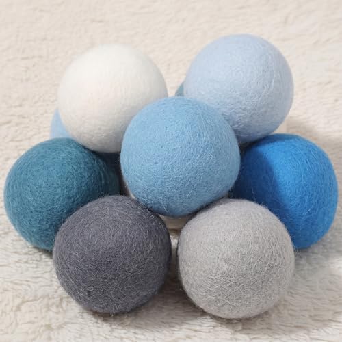 WILLBOND 10 Pcs Wool Dryer Balls Bulk 3 Inch Laundry Reusable Colored Anti Static Wool Balls Natural No Lint Fabric Softener Dryer Sheets Replaces for Reducing Wrinkles Save Drying Time(Oceanic) - color: Oceanic
