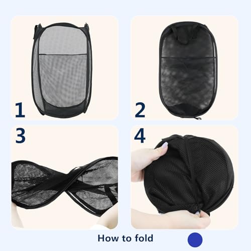 Pop Up Laundry Hamper, Mesh Laundry Basket Collapsible, Foldable Hamper for Travel and Storage, 3 Pack (Black+Pink+Blue) - color: 3P Black+Pink+Blue