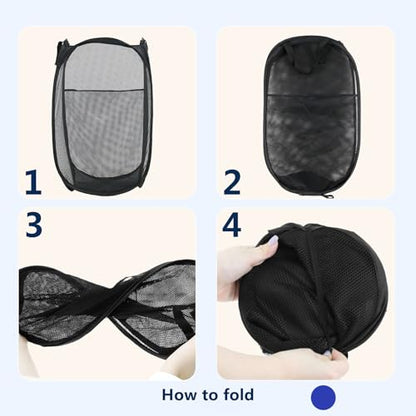 Pop Up Laundry Hamper, Mesh Laundry Basket Collapsible, Foldable Hamper for Travel and Storage, 3 Pack (Black+Pink+Blue) - color: 3P Black+Pink+Blue