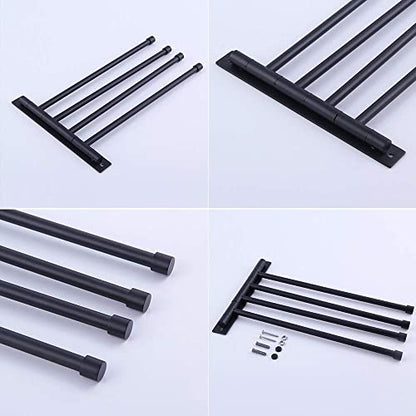 Swivel Hand Towel Bar Bathroom Swing Hanger Towel Rack Holder Matte Black Finish, Wall Mounted, 4-Arm - color: Black