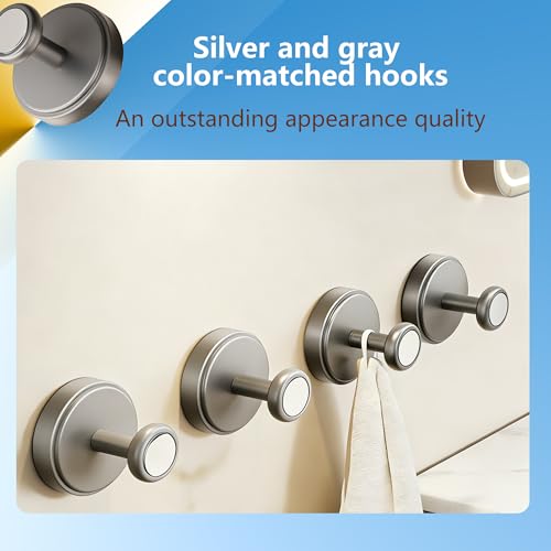 Strong Vacuum Suction Cup Hooks, Reusable Twist Lock Wall Hooks, Waterproof Removable Silver Hooks for Bathroom Kitchen Home Bedroom Wardrobe, 2-Pack,Grey+Silver(BXP-6247-17-2) - style: BXP-6247-17-2