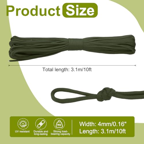 uxcell 4mm Nylon Rope, 10ft Portable Clothesline for Luggage and Backpack Tie Downs, Hanging Clothes, Swings, Camping and Mountaineering Tie Downs, Green - color: Green