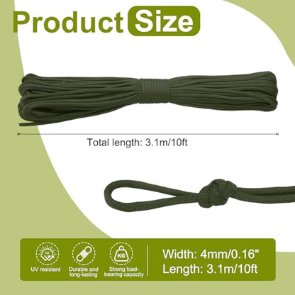 uxcell 4mm Nylon Rope, 10ft Portable Clothesline for Luggage and Backpack Tie Downs, Hanging Clothes, Swings, Camping and Mountaineering Tie Downs, Green - color: Green
