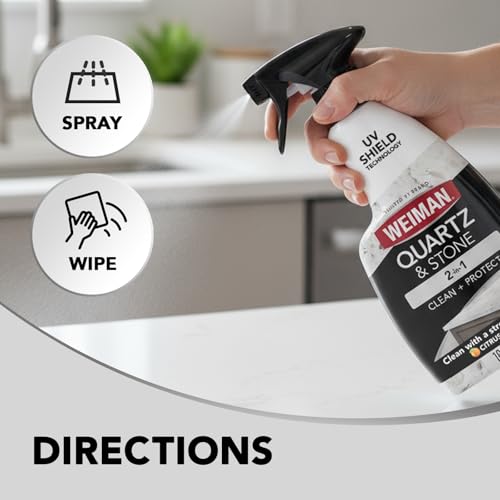 Weiman Quartz Countertop Cleaner and Polish (4 Pack w/Micro Towel) Clean and Shine Your Quartz Countertops Islands and Stone Surfaces with Ultra Violet Protection - size: 16 Fl Oz (Pack of 4)
