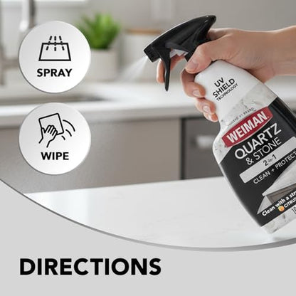 Weiman Quartz Countertop Cleaner and Polish (4 Pack w/Micro Towel) Clean and Shine Your Quartz Countertops Islands and Stone Surfaces with Ultra Violet Protection - size: 16 Fl Oz (Pack of 4)