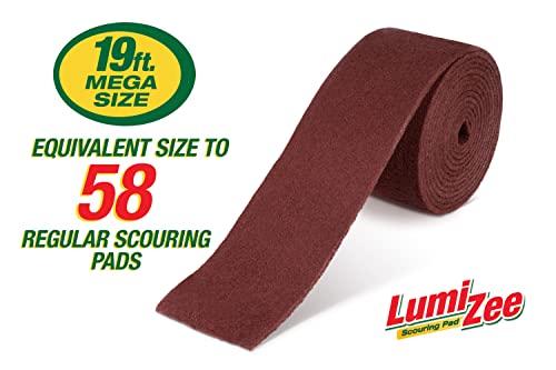 Heavy Duty Scrubbing Pad Roll 19ft Ultra Size Sponge Scouring Pad Brown19ft x 6in x 0.3in (6m x 15cm x 8mm) Tough Stains and Grime Clean Kitchens Floors Bathrooms Walls Windows - color: Brown - High Abrasion