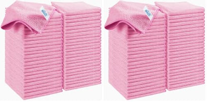 HOMEXCEL 50PK Microfiber Cleaning Cloth, Cleaning Rag for Home, 11.5x11.5in (Pack of 2) - color: Pink