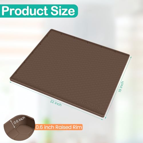 Silicone Under Sink Mat, 22"x19", Waterproof Cabinet Liner, Brown - color: Brown, size: 19"W x 22"L