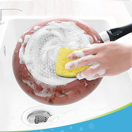 6 Pack Heavy Duty Scrub Sponges, Dual-Sided Cleaning Pads for Dishes, Non-Stick Pans, Kitchen & Bathroom - Dishwasher Safe - color: Yellow