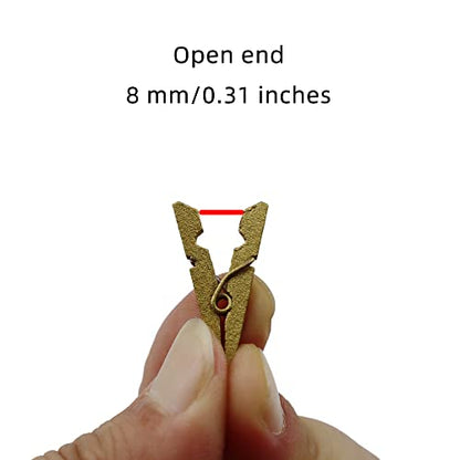 HEEHEE 100 PCS 1 Inch Gold Mini Clothespins Small Clothes Pin Natural Texture Wooden Clips for Food Package Clips Hanging Photo - size: Gold 1x0.12”-100 PCS
