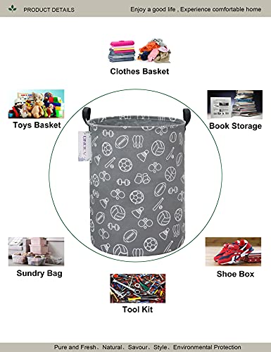 Round collapsible Large Sports Ball Laundry Hamper for Adults Kids - color: Grey Sports Ball