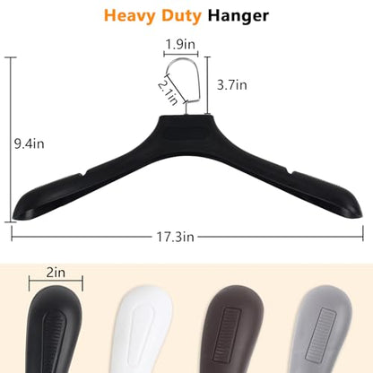 DEDU Suit Hangers for Men 30 Pack, Sweater Hangers No Shoulder Bump Non Slip Width 17.7", Plastic Clothes Hangers Black with Metal Hook - color: Black-30