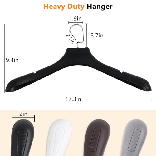 DEDU Suit Hangers for Men 30 Pack, Sweater Hangers No Shoulder Bump Non Slip Width 17.7", Plastic Clothes Hangers Black with Metal Hook - color: Black-30