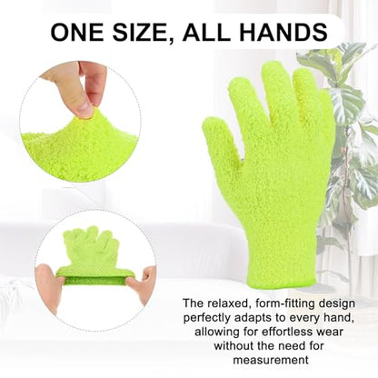 M METERXITY Dusting Gloves, Reusable Washable Mittens for Plants/House/Cars/Blinds Dusting, Leaf Cleaning Glove Mittens - color: Lime Green, size: 7 x 9.5 cm