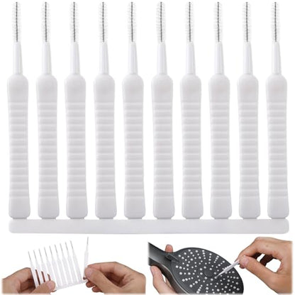 10 Pcs Shower Head Cleaning Brush, Shower Head Cleaner Tool Multifunctional Shower Head Cleaning Brushes for Household Bathroom - color: White