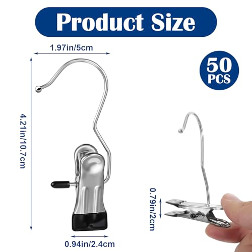 Dimeho Boot Hanger Clips Hooks 50 Pcs,Heavy Duty Clothes Pins Laundry Hooks