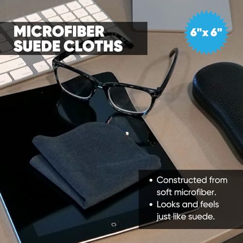 Premium Lens Glasses Cleaning Cloth by Microfiber Wholesale | Gray | 6”x6” | 10pk | Soft Microfiber Suede | Travel Size Reusable | No Lint Scratch-Free Durable | Lenses Glasses Phones - color: Gray
