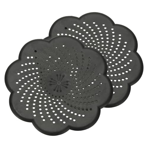uxcell 2 Pcs Shower Silicone Drain Cover, 5.7 Inch Shower Hair Catcher Drain Cover for Shower Room Bathtubs Kitchen Sink Laundry Room, Black(Flower) - color: Black