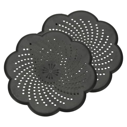 uxcell 2 Pcs Shower Silicone Drain Cover, 5.7 Inch Shower Hair Catcher Drain Cover for Shower Room Bathtubs Kitchen Sink Laundry Room, Black(Flower) - color: Black