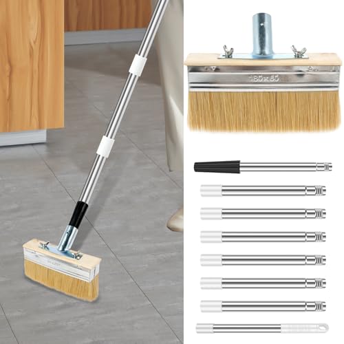 Deck Stain Brush with 67'' Long Handle, 8-Section Adjustable Extension Pole - style: 1pcs
