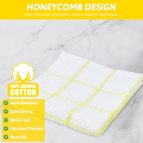 Nialnant 8 Pack Dish Cloths for Washing Dishes - color: Yellow Plaid, size: 12 x 12 in - 8PCS