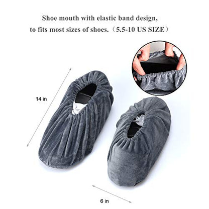 PlasMaller 5 Pairs Non Slip Washable Reusable Shoes Covers For Household Thickened Boots, Grey, L - color: Grey, size: Large