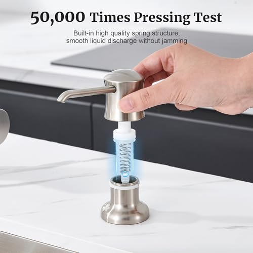Sink Soap Dispenser for Kitchen Sink Brushed Nickel Upgrade with 40" Silicone Extension Tube Kit, Connect to Your Soap Bottle Directly - color: Brushed Nickel, size: with Tube Kit