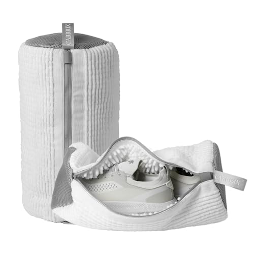 Shoe Washing Machine Bag, 2pcs Cabbirx Laundry Shoe Bag for Washer and Dryer Reusable, 360° Deep Cleaning With Durable Zipper, Washer Balls Include, Large Size for Adult (White, Large) - color: White, size: Large