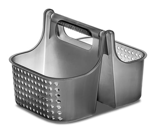 madesmart Shower Tote with Soft Grip Handle, Smoke - color: Carbon, size: Small