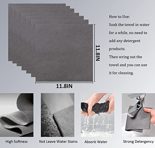 10 Packs Thickened Magic Cleaning Cloth, Microfiber Streak Free Miracle Cleaning Cloth,Reusable Glass Cleaning Rag,All-Purpose Microfiber Towels for Kitchens,Glass Cars,Window(20 * 30CM,Grey) - size: 20*30CM