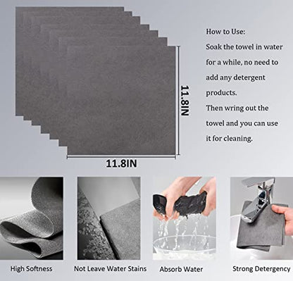 10 Packs Thickened Magic Cleaning Cloth, Microfiber Streak Free Miracle Cleaning Cloth,Reusable Glass Cleaning Rag,All-Purpose Microfiber Towels for Kitchens,Glass Cars,Window(20 * 30CM,Grey) - size: 20*30CM