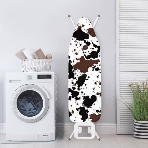 Brown Cow Ironing Board Cover and Pad Iron Pad Covers Resist Scorching and Staining Standard Boards Hook and Loop Fastener Strap - color: Brown Cow