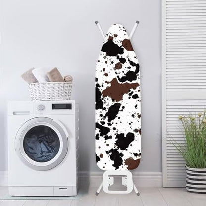 Brown Cow Ironing Board Cover and Pad Iron Pad Covers Resist Scorching and Staining Standard Boards Hook and Loop Fastener Strap - color: Brown Cow