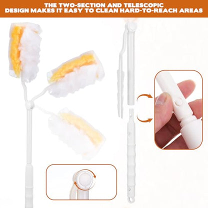 2Pcs Replacement Handles Compatible with Swiffer Duster Refill, Duster Extendable Handle, Adjustable Length Handles Only (Telescopic Handle + Short Handle