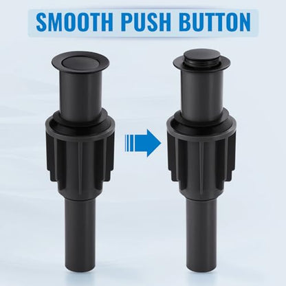 ALEASHA Pop Up Sink Drain Without Overflow, Bathroom Sink Drain Vessel Sink Stopper Pop Up Sink Drain Stopper, Pop Up Drain for Bathroom Sink Drain Strainer for Hair Catcher, Matte Black - color: Matte Black, style: Without Overflow