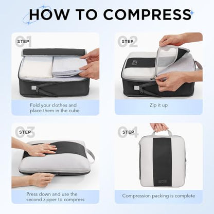 OlarHike 8 Set Compression Packing Cubes for Travel Essentials,Compressible Expandable Space Saver Bags for Organizing Clothes,Luggage Suitcase Garment Bags with Over 1000 pcs Mesh Holes(Black) - color: Black