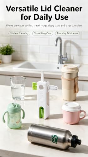 4‑in‑1 Cup Lid Cleaning Brush, Gap & Seal Ring Scrubber. - color: White