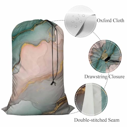 Swono Gold Abstract Marble Laundry Bag with Drawstring Straps, Heavy Duty Extra Large Laundry Bags for Laundromat and Household, Alcohol Ink Splash Liquid Washable Dirty Clothes Organizer, Easy Fits - color: Gold Abstract Marble