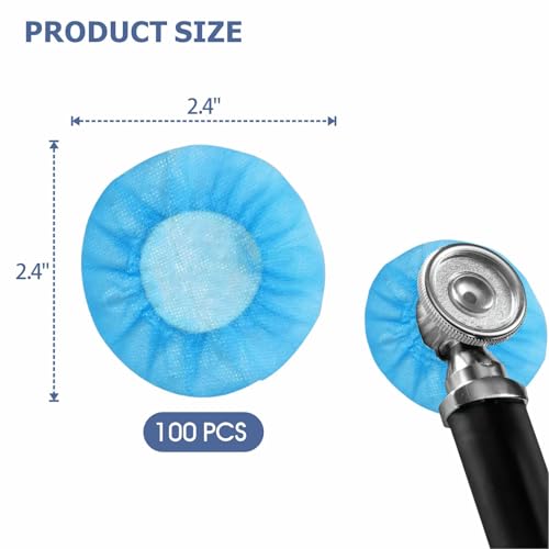 Disposable Stethoscope Covers, Non-Woven Stethoscope Head Sleeves for Home & Clinic, 2.4" Diameter, Pack of 100 (Blue) - color: Blue